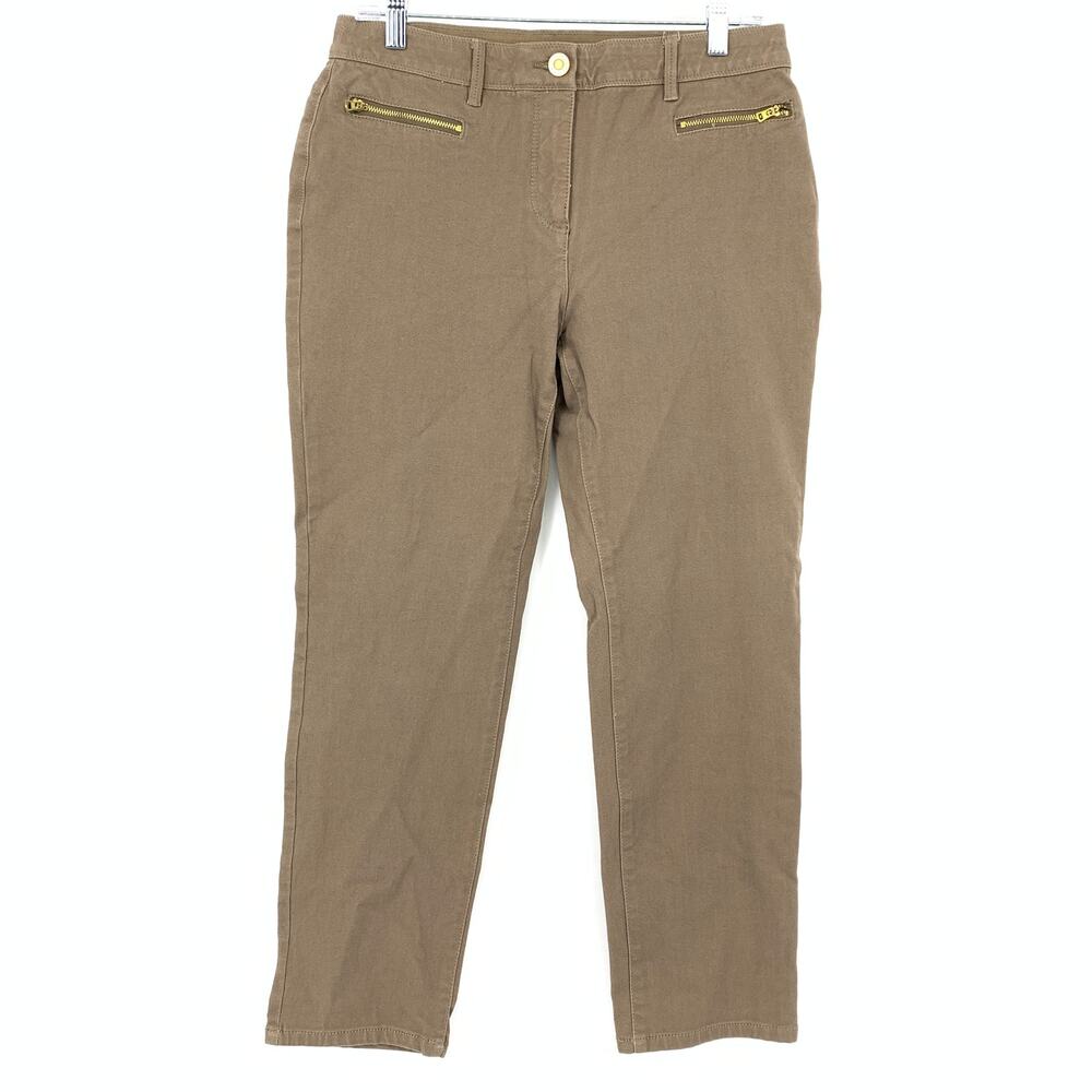 Chicos So Slimming Ankle Length Jeans Womens Sz 1 US 8 Light Brown Elastic Waist